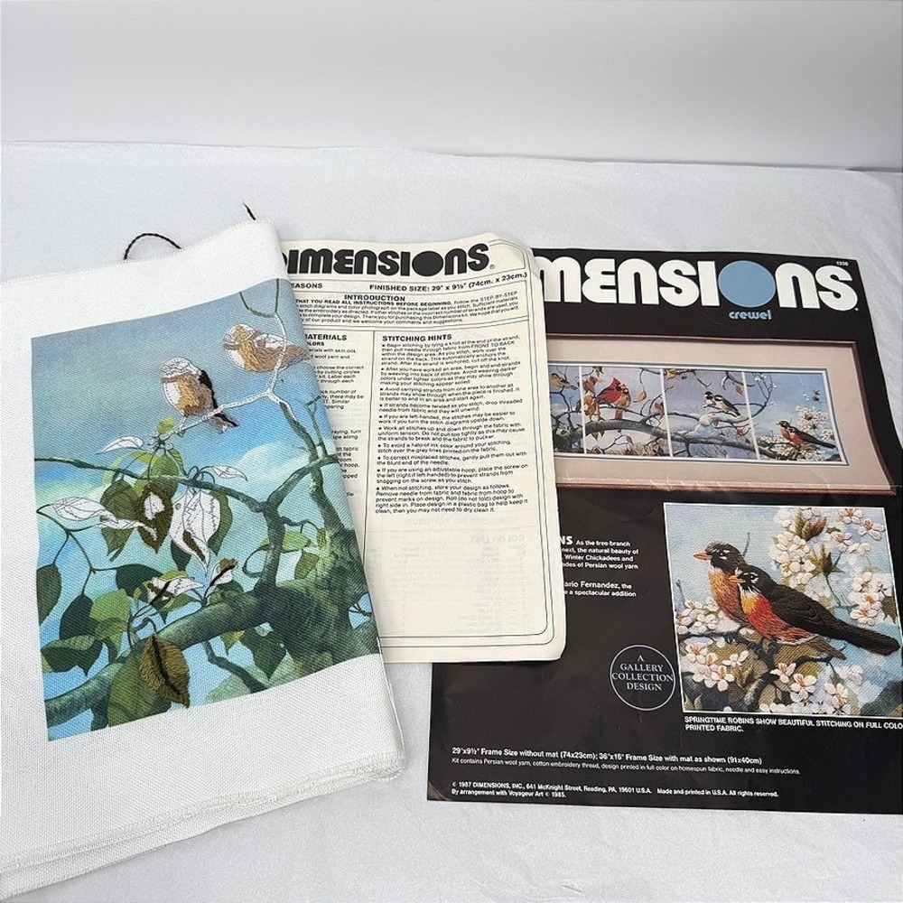 Dimensions Crewel PARTIAL Kit The Four Seasons Birds Mario Fernandez 1336 VTG